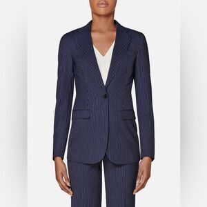 Suistudio Cameron Pinstripe Navy Blue Wool Suit Jacket Size 36R NWT